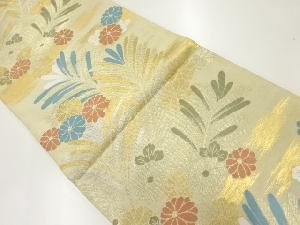 アンティーク　草花模様織出し袋帯（材料）